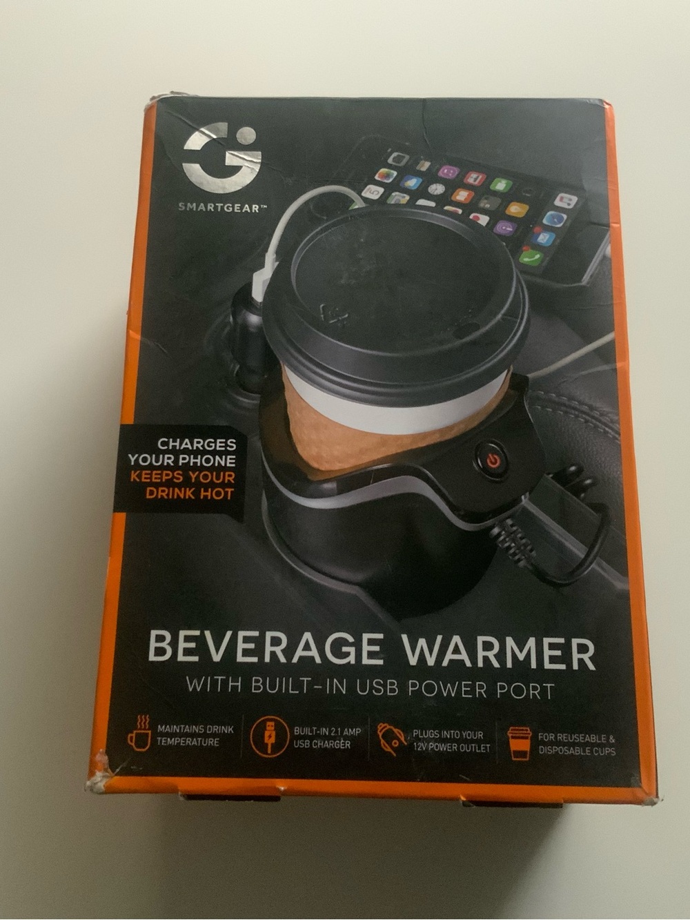 Smartgear Beverage Warmer With USB Power Port - Charges phone & Keeps drink hot